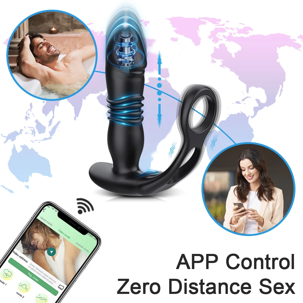 Male Thrusting Prostate Massager Bluetooth APP Vibrator for Men Gay Anal Plug Wireless Remote Butt Plug Sex Toy for Couples Male Thrusting Prostate Massager Bluetooth APP Vibrator for Men Gay Anal Plug Wireless Remote Butt Plug Sex Toy for Couples